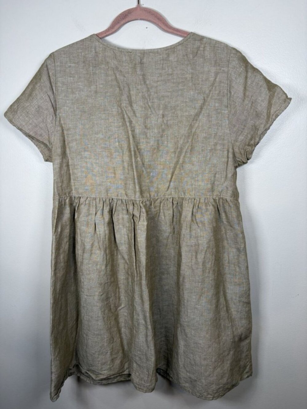 Madewell Linen Blend Alexandra Button-Front Mini Dress Size Large Olive Branch - Picture 10 of 10